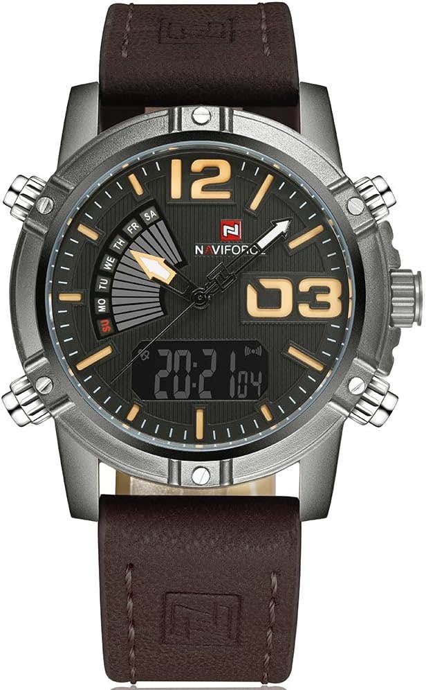 Naviforce NF9095 Men's Analog-Digital Leather Watch