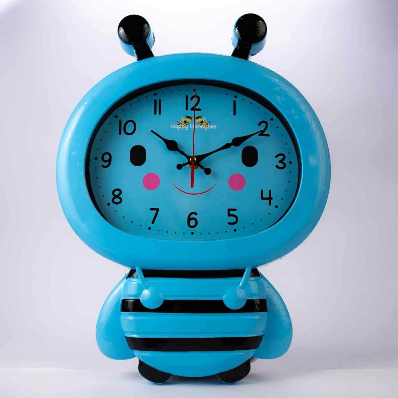 Generic Baby Blue Bee Shaped Wall Clock for Kids' Room
