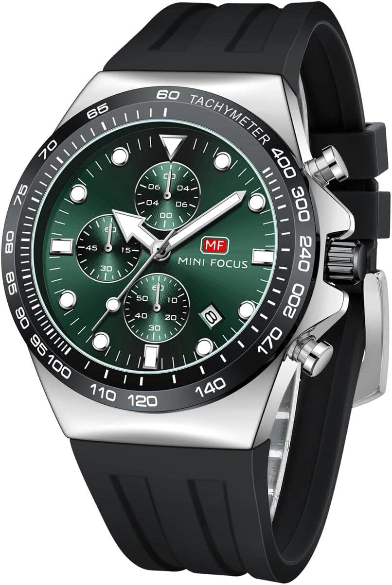 MF Mini Focus Men's Chronograph Waterproof Fashion Watch with Silicon Band