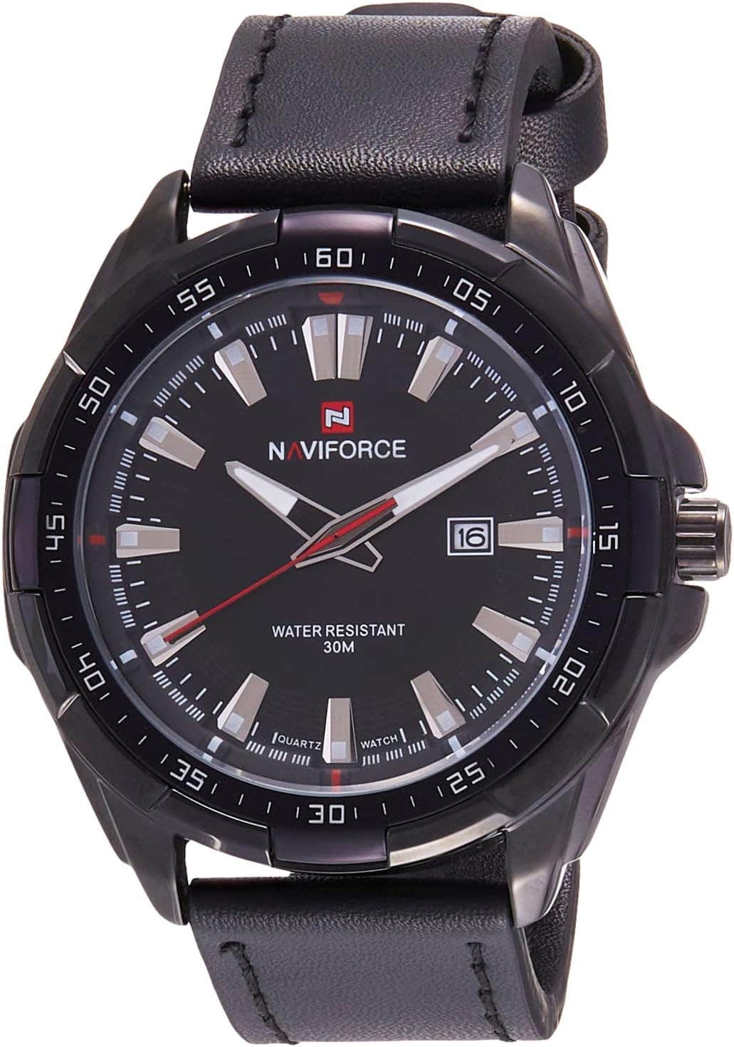 Naviforce Men's Automatic Analog Watch with Black Leather Strap
