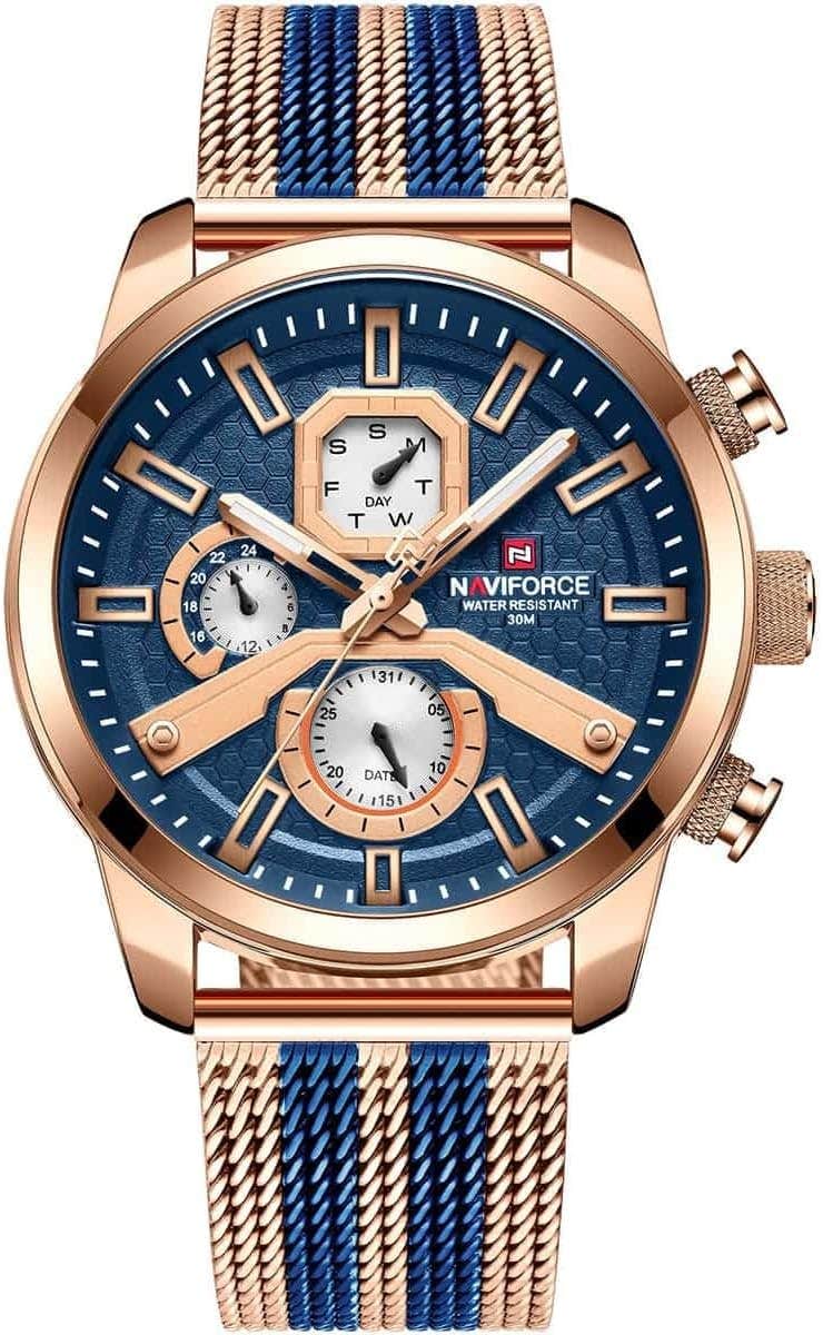 Naviforce Men's Watch NF9211S-RG-BE - Rose Gold Case, Beige Strap