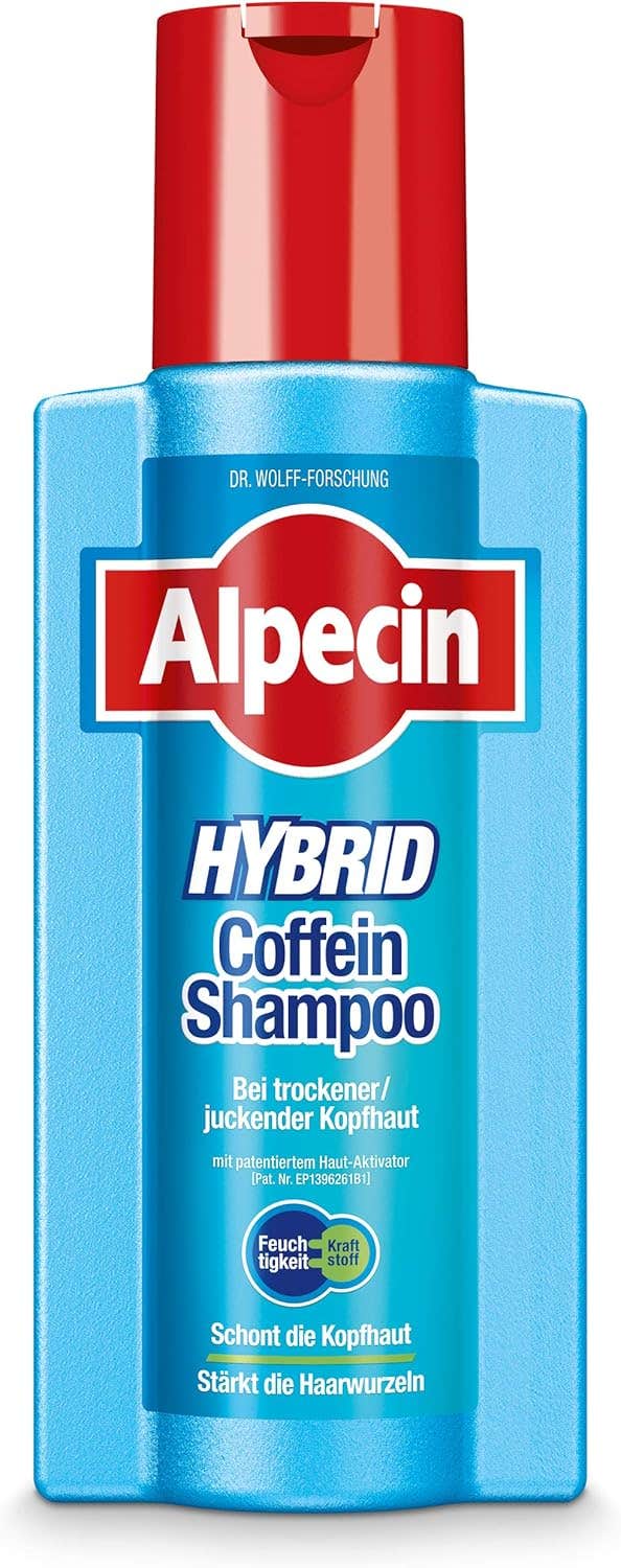 Alpecin Hybrid Shampoo 250ml | Natural Hair Growth Shampoo for Sensitive and Dry Scalps | Energizer for Strong Hair | Hair Care for Men Made in Germany