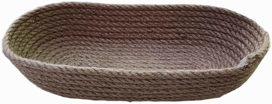 MZ Handmade Oval Organizer 25 cm * 12 * 5 / Bohemian Decorative Jute - Beige 1 Piece