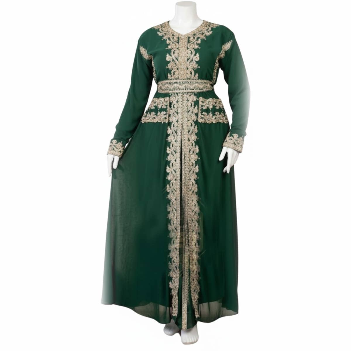 Women's Abaya - Gamal Sons, Chiffon, One Size, Suitable up to 95 kg, Royal Embroidery, Luxury, Loose Fit, For Guests and Occasions