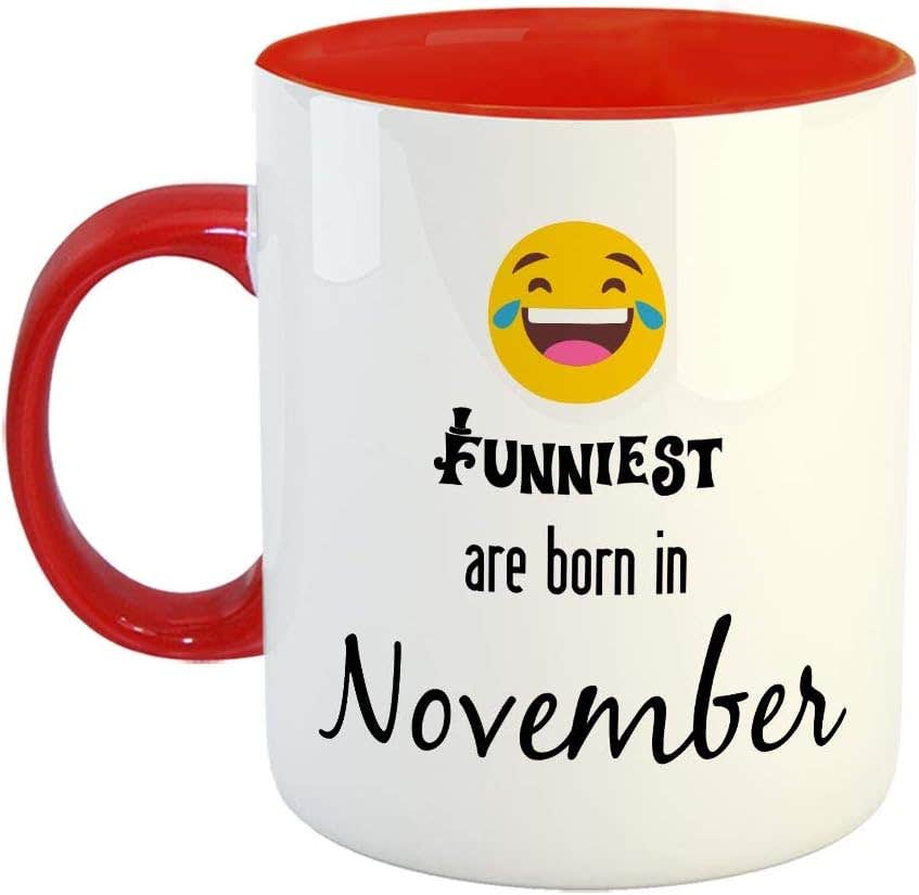 November Born Funny Ceramic Coffee Mug - Red, 350ml