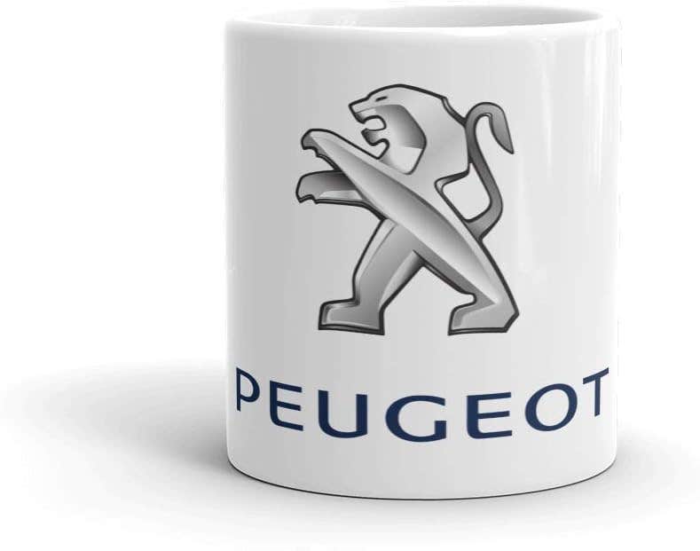 Peugeot White Ceramic Mug - Microwave Safe, Classic Style