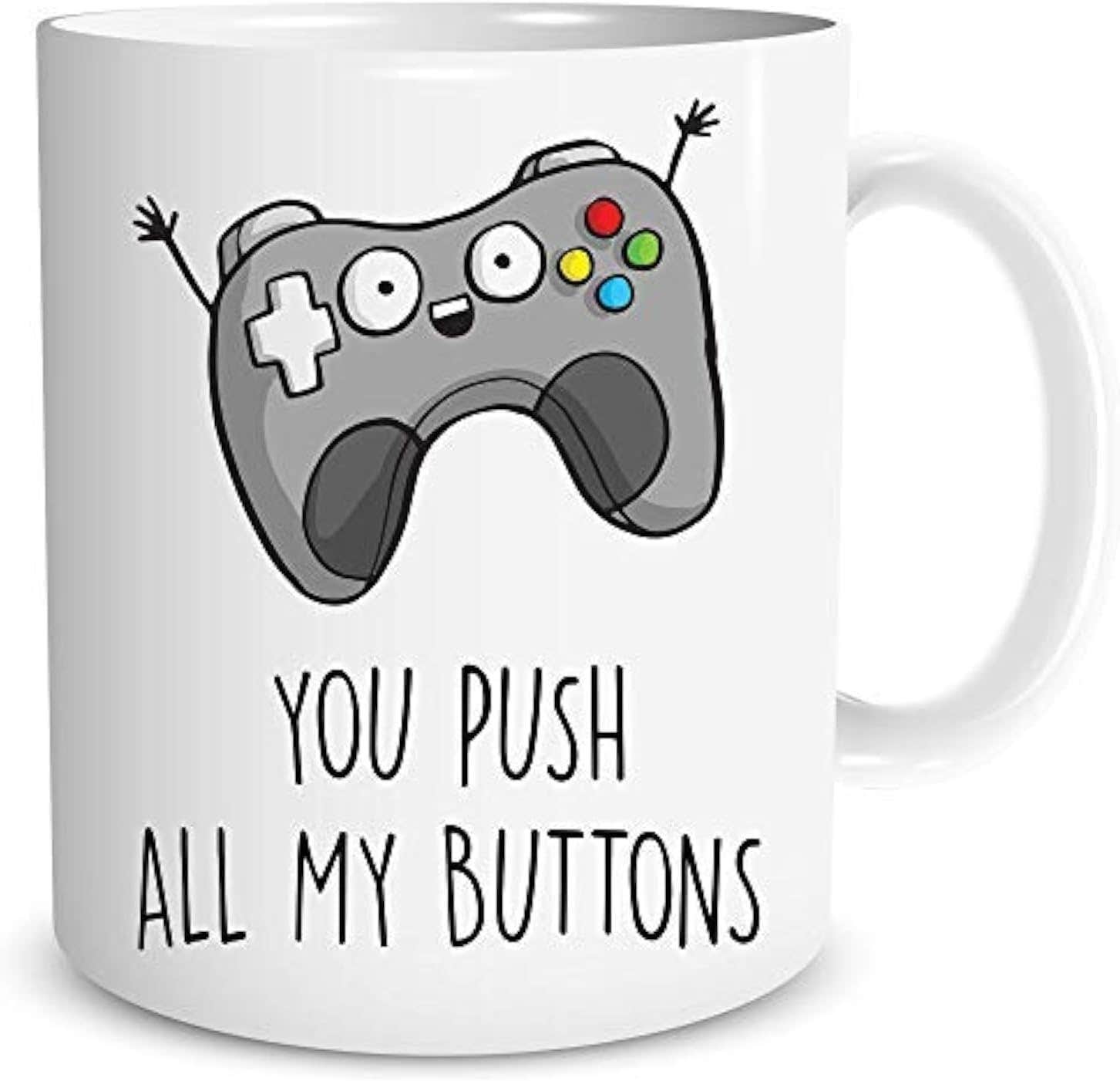 Peachy Antics Gaming Mug | Ceramic Gamer Mug with Controller | White, 283g | Dishwasher Safe