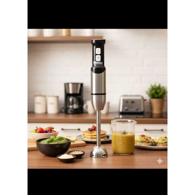 White Life 1000W Stainless Steel Hand Blender - European Materials, 2 Speeds