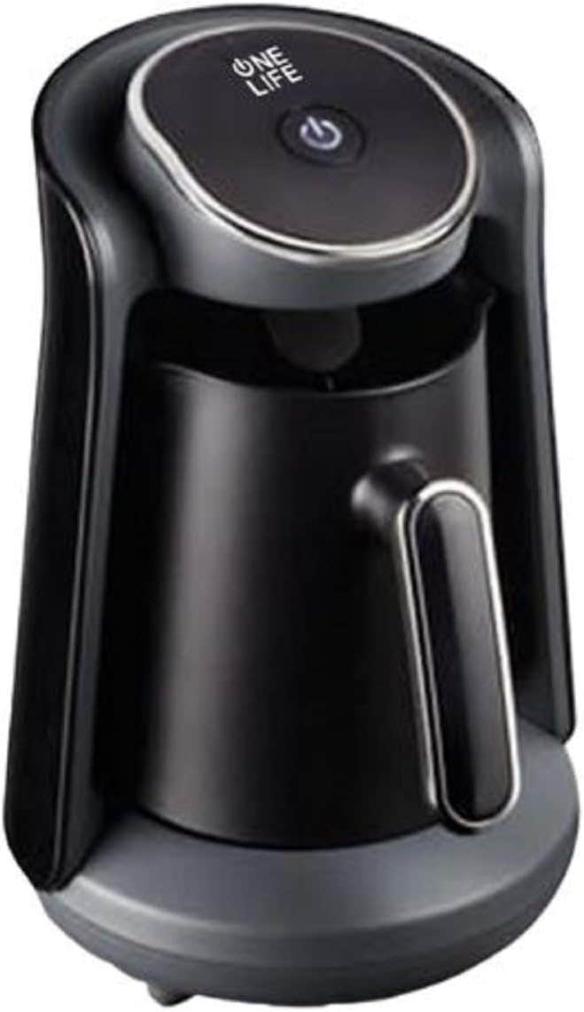 One Life Turkish Coffee Machine CP20S, 500 ml, 600W, 1-4 Cups, Auto Shut-off (Black & Silver)
