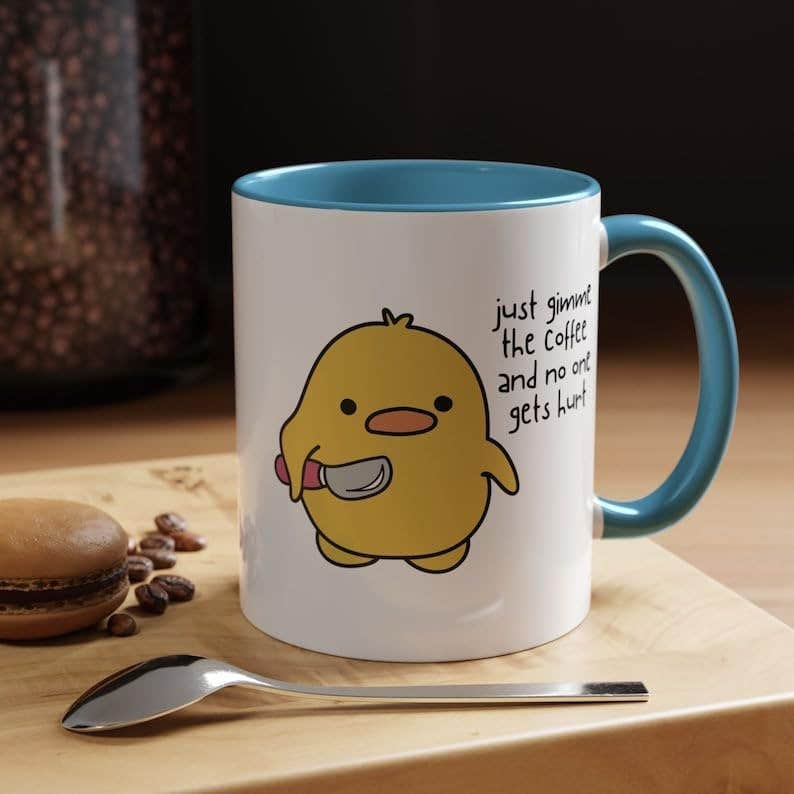Ceramic Duck with Knife Coffee Mug - White, 300g Capacity