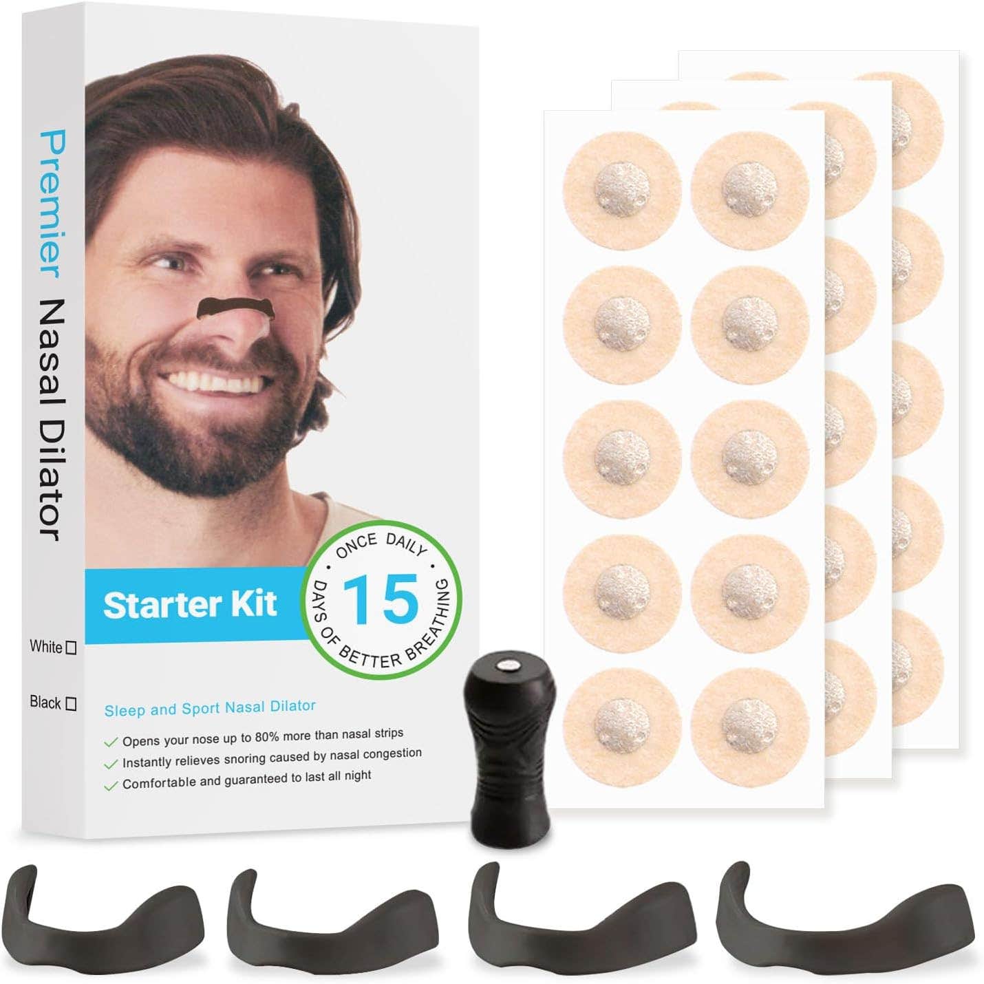Magnetic Nose Strips – Extra Strength Nasal Strips for Snoring Relief, Anti Snore Nose Strips to Improve Breathing, For Sleep & Sports Use (15 pairs)