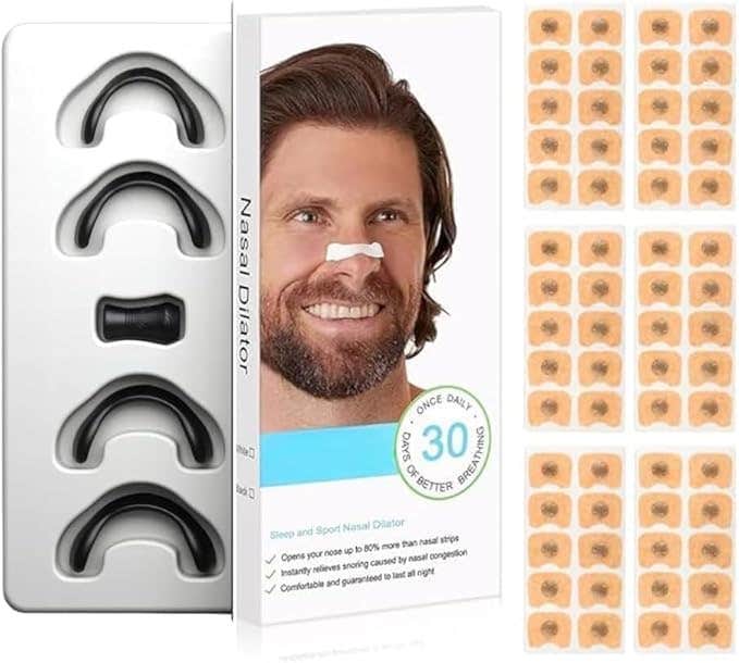 Magnetic Nose Strips – Extra Strength Nasal Strips for Snoring Relief, Anti Snore Nose Strips to Improve Breathing, For Sleep & Sports Use (30 pairs)