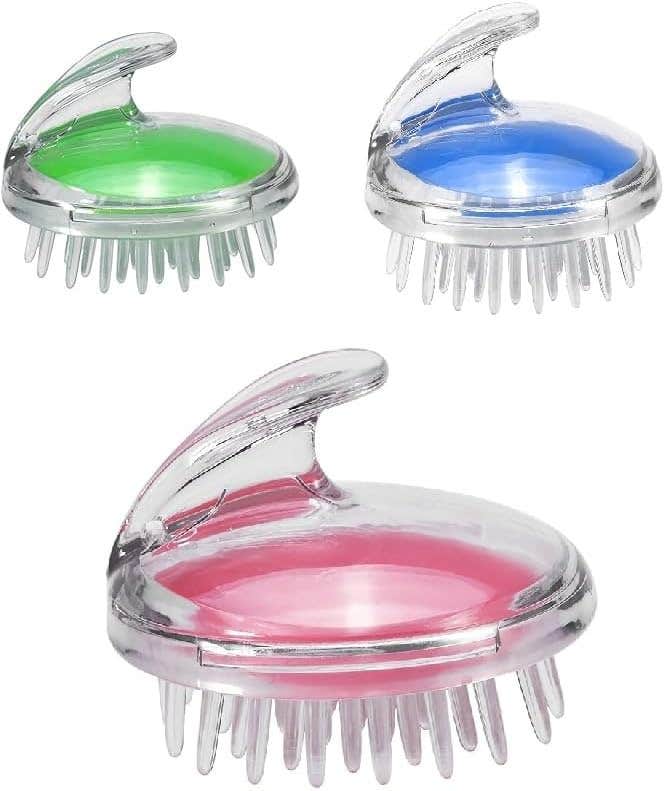 Scalp Massager Brush with Flexible Silicone Bristles and Firm Grip - Shampoo Brush - Scalp Massager - Suitable for Men, Women, Kids and Pets - High Quality 3 Pieces - Multi Color