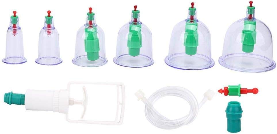 Zyyini Cupping Therapy Sets, 6 Cups Professional Chinese Acuppoint Vacuum Suction Cup Thickening Household Massage Cupping Set for Body Massage Pain Relief