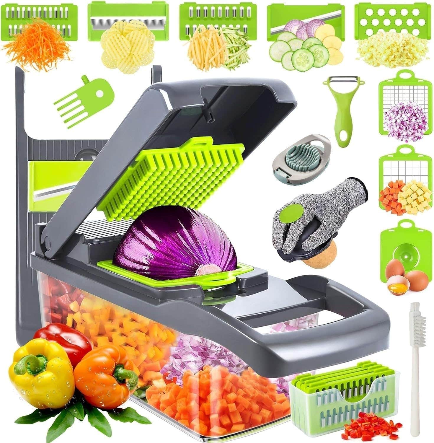 Tirana Vegetable Chopper Box - Onion Salad Food Dicer Veg Mandoline Slicer and Manual Mandolin Cutter