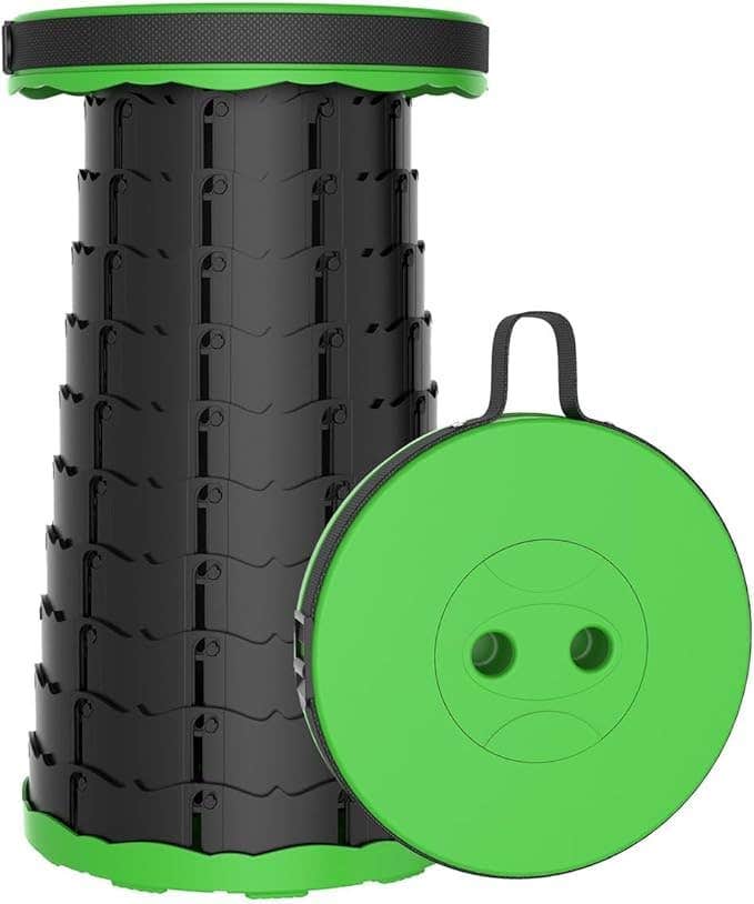 Portable Telescopic Stool Folding Stool Camping Stools Sturdy Seat 220lbs | Collapsible Stool Retractable for Outdoor Camping, Fishing, Hiking, Travel, Queuing, Gardening (Green)