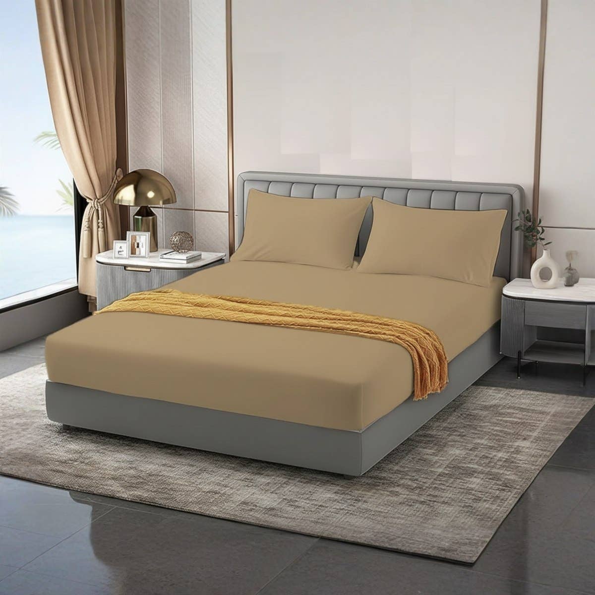 Cafe Cotton Fitted Sheet Set - 3-Piece, 160cm x 200cm, Hotels & Homes