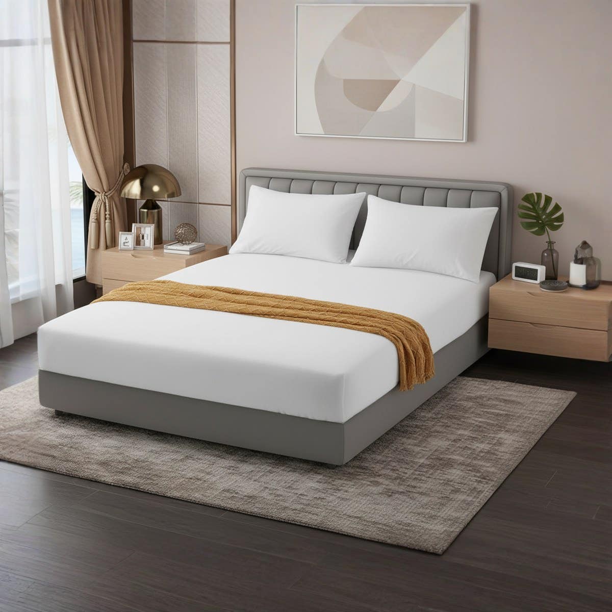 Generic White Cotton Fitted Sheet Set - 3 Pieces (160x200x30cm) - Hotels, Homes, Touristic Villages
