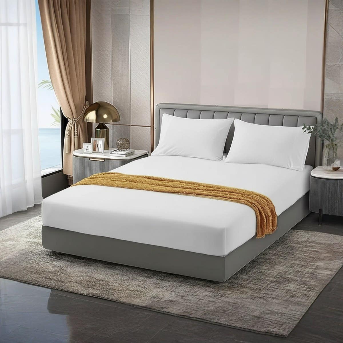 Nonu Store Plain Fitted Sheet Set For Hotels, Homes & Touristic Villages 3 Pieces White 100cm*200cm*30cm Cotton White