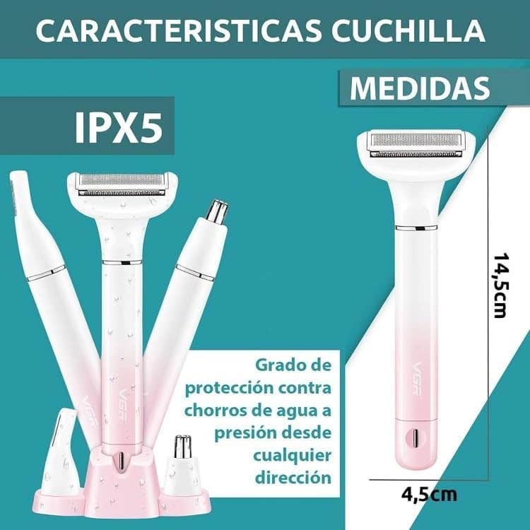 V-611 Women's Epilator – 3 in 1 Body Care – Stainless Steel Precision Blades – USB Rechargeable Battery, Stylish & Ergonomic Design