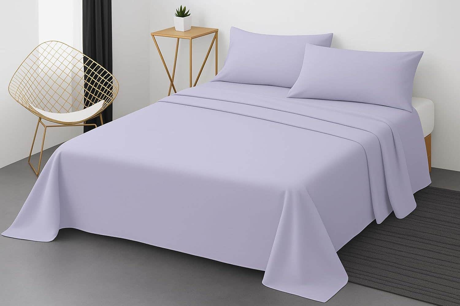 Luxury Lavender Cotton Bed Sheet Set - 3 Piece, Wrinkle Resistant, size 100cm