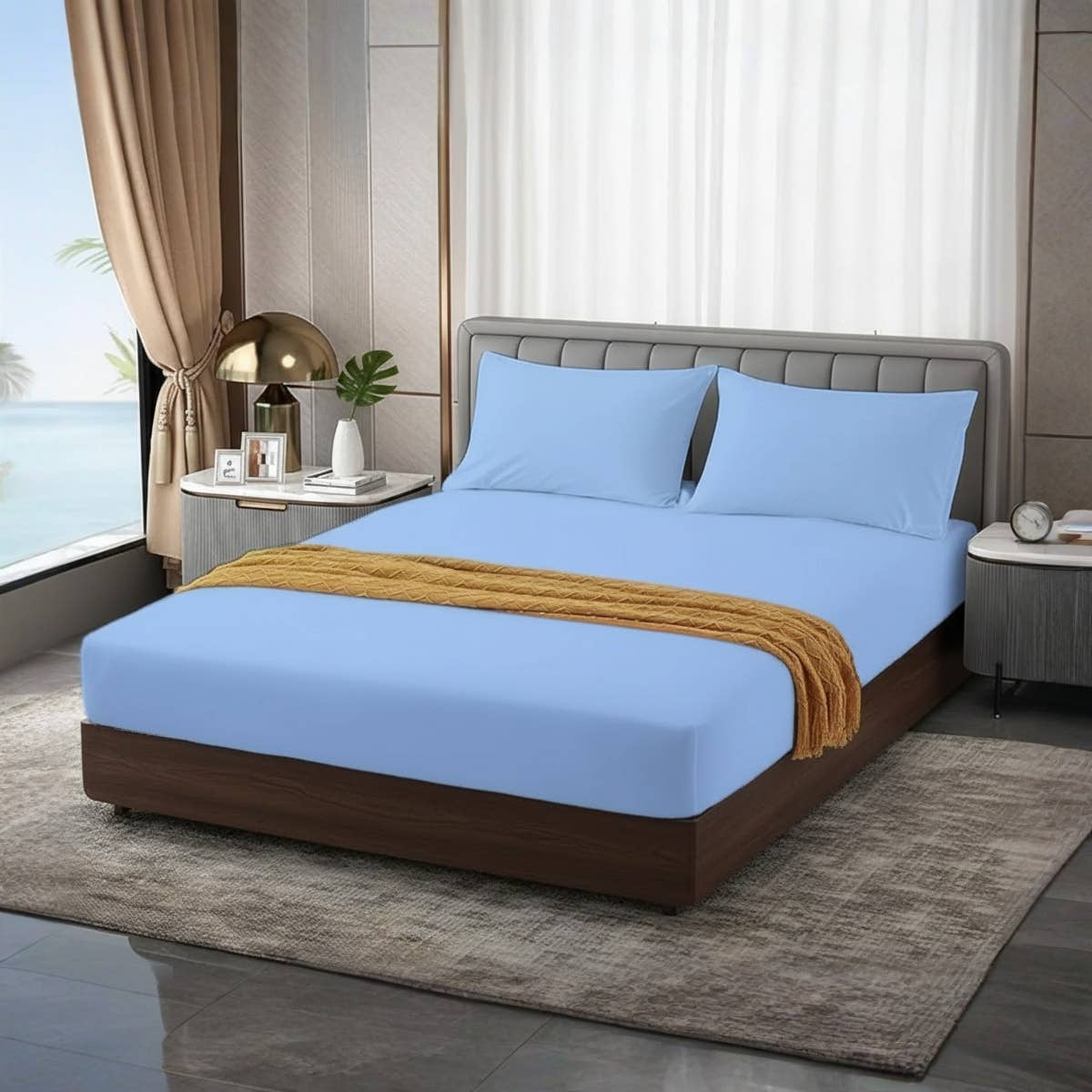 Generic Hotel & Home Bed Sheet Set - 3 Piece Plain Linen Cotton - 120x200x30cm