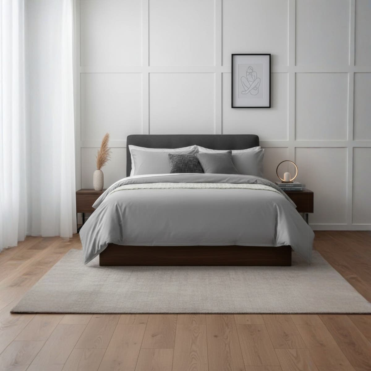 Egyptian Cotton Duvet Cover Set - Grey, 240x220cm + 2 Pillow Cases