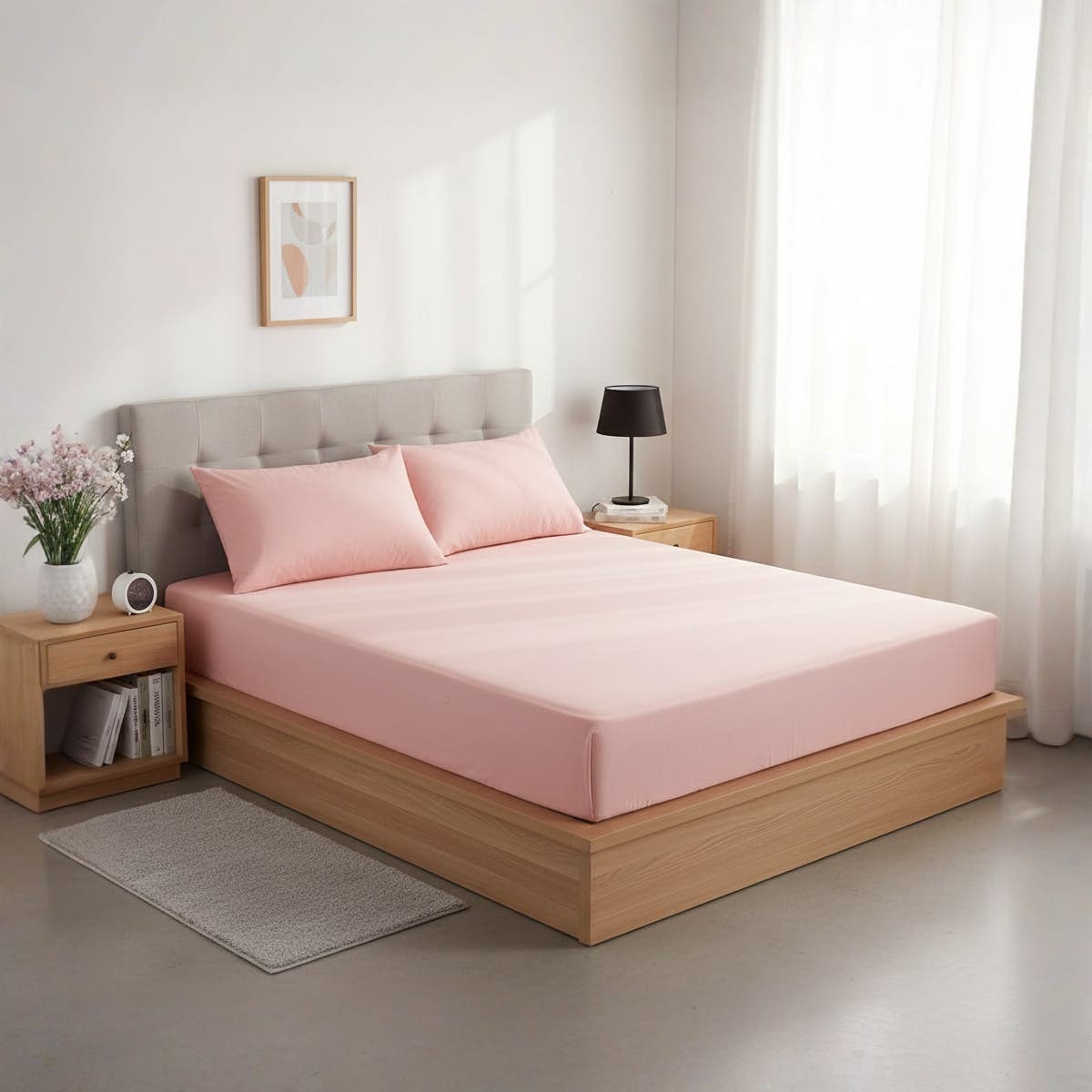 Luxury Cotton Fitted Sheet Set | Onion Rose Pink | 200x200cm + 2 Pillow Covers