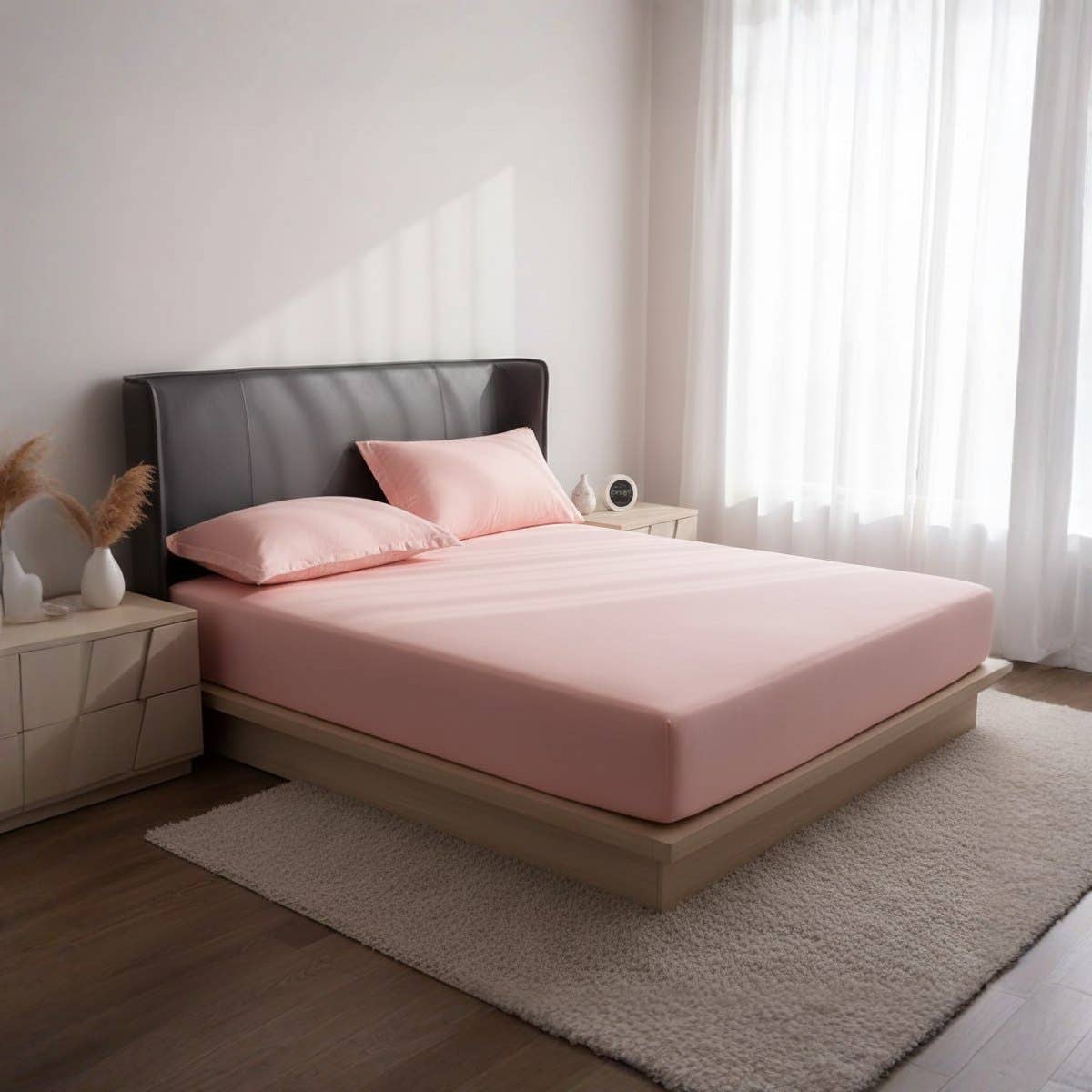 Luxury  Cotton Fitted Sheet Set - Pink Cashmere - size 100x200cm - Hotel Quality