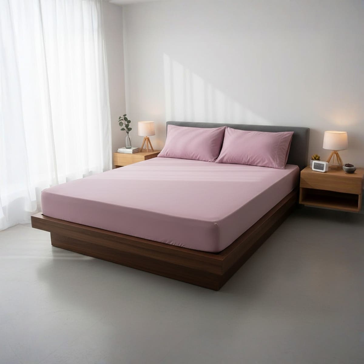 Luxury Hot Pink Cotton Fitted Sheet Set with 2 Pillow Cases -  Size  100cm x 200cm * 30cm