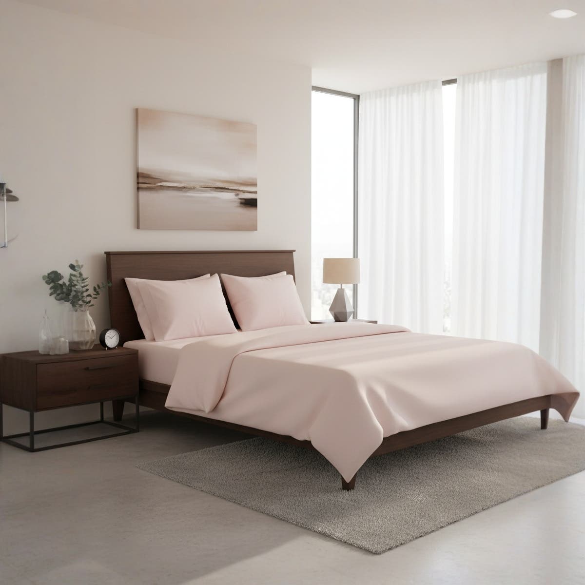 Luxury Light Bank Cotton Fitted Sheet Set - 160cm Size