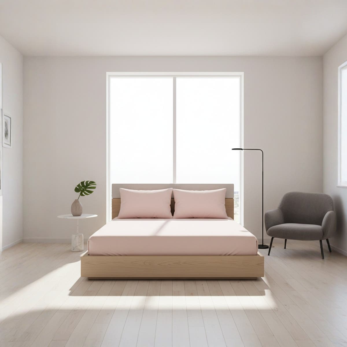 Luxury Light Bank Cotton Fitted Sheet Set with 2 Pillow Covers, size  120cm x 200cm*30cm