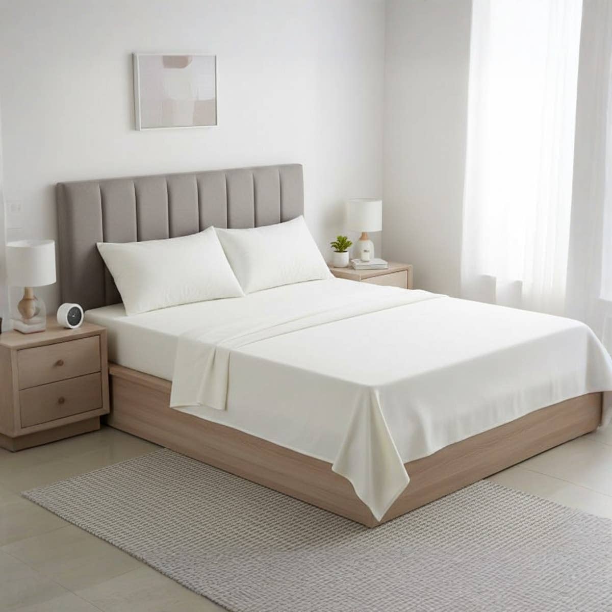 Premium Hotel Quality Fitted Bed Sheet  200cm*200cm *30cm – Soft Cotton Elastic Mattress Cover – Perfect Fit & Deep Pocket – Durable & Comfortable – Ideal for Home, Hotels & Resorts