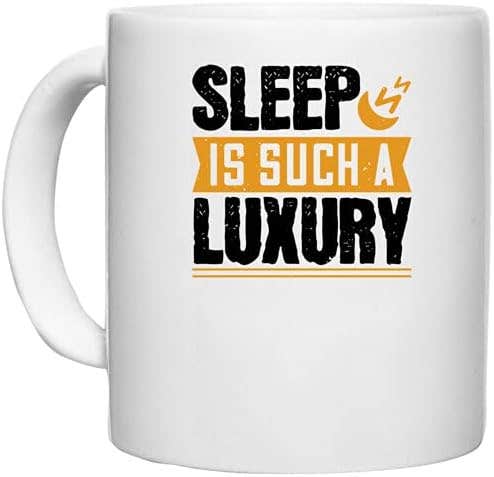 UDNAG White Ceramic Coffee Mug - 'Sleeping | Sleep is Such a Luxury' - 330ml