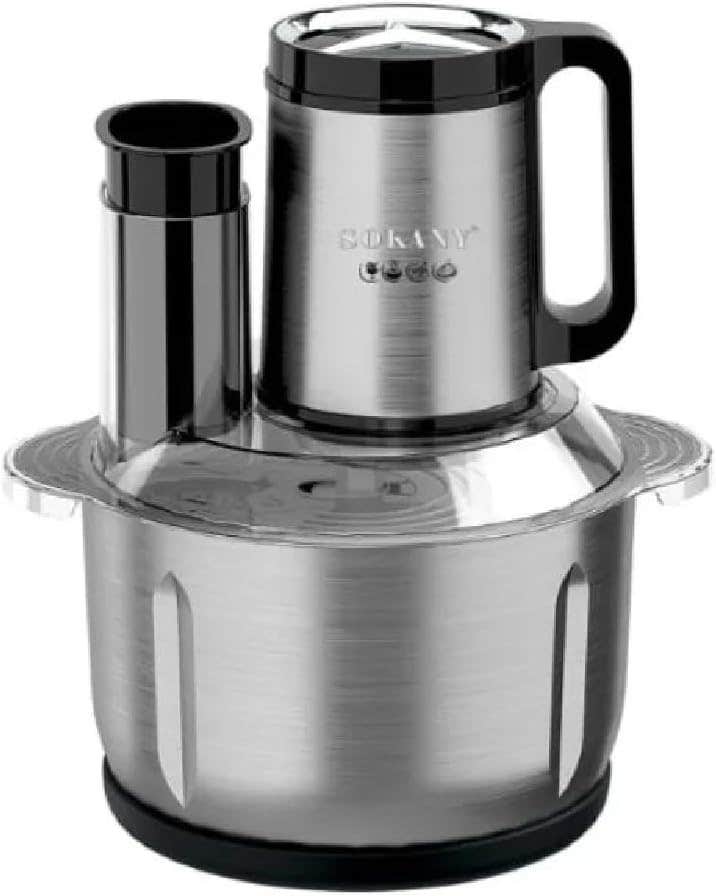 Sokany Stainless Steel Chopper, Mincer and Slicer, 5 Liter Capacity, 6*1, 1000 Watt, Multi-Purpose and Use, Stainless Steel Blades, Rust, Corrosion and Damage Resistant Bowl, Easy to Clean - SK-06020