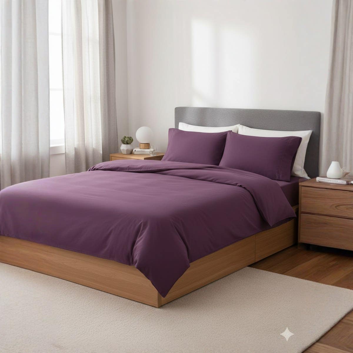 Luxury 100% Cotton Duvet Cover | King Size (240x220 cm) | Calm and Attractive Mauve | 3 Piece Set with 2 Pillow Cases | Comfortable and Soft for Modern Bedroom