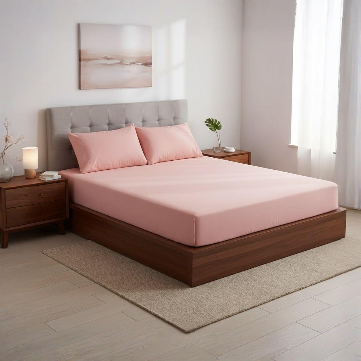 Fitted Sheet Cotton Soft Cotton Onion Rose | Size 140x200cm Height 30cm | Sheet Set + 2 Pillow Covers | High Firmness and Hotel Quality