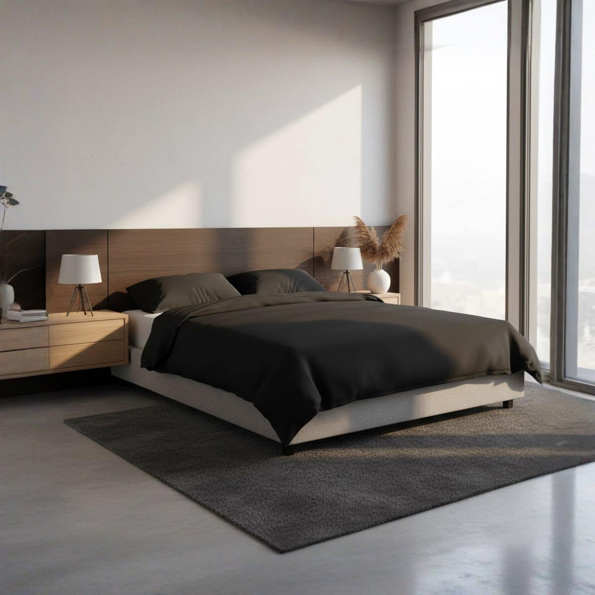 Luxury Duvet Cover, 100% Cotton, Black, Size 240 x 260 cm, for Bedroom