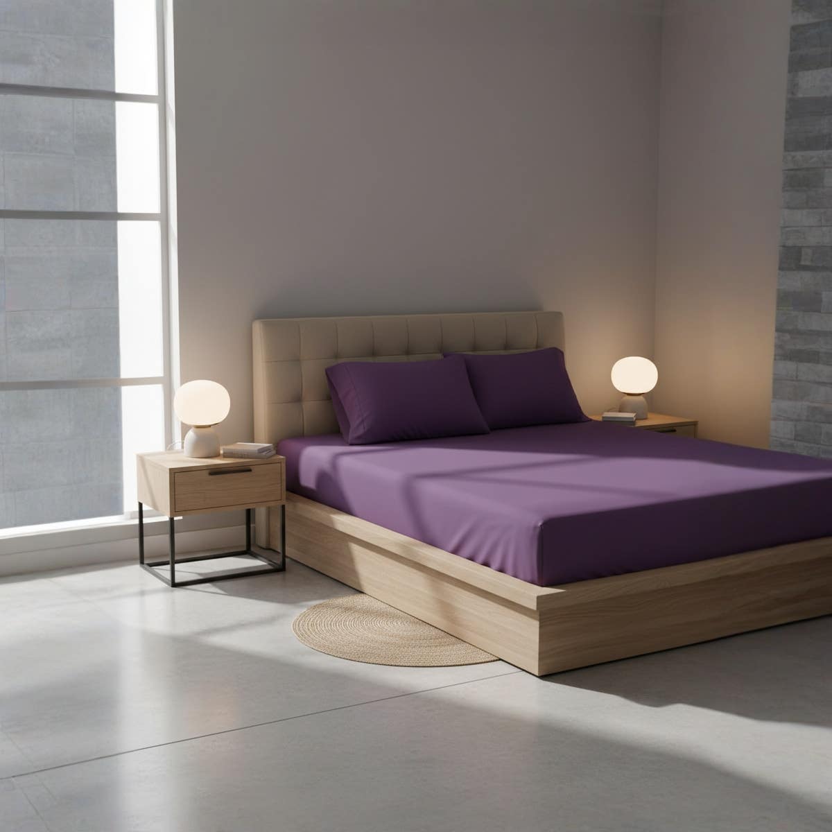 Luxurymauve Fitted Bed Sheet Set 180 cm *200 cm *30 cm – 3 Pieces (1 Elastic Bed Sheet + 2 Pillowcases), Soft Breathable Fabric, Wrinkle-Free, Elegant Design for Bed