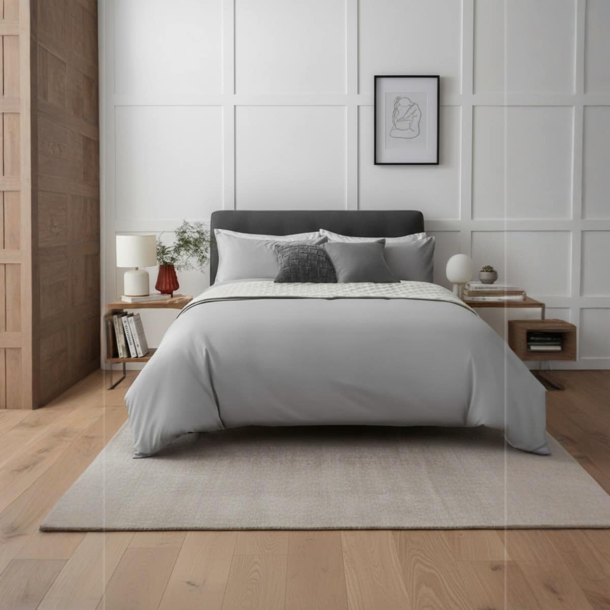 Luxurious Egyptian Cotton Duvet Cover Set with Pillowcases - Gray, King Size240cm*220cm  - 400 Thread Count