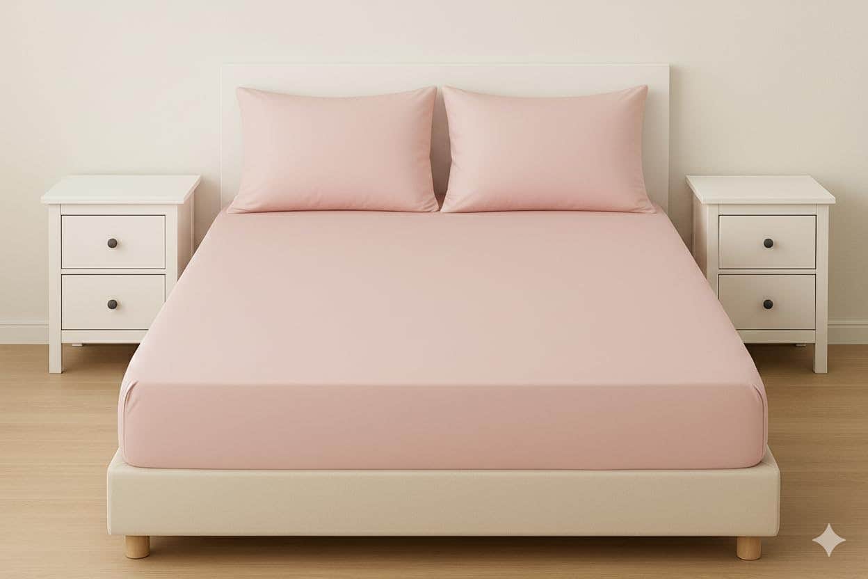 Luxury 100% Cotton Fitted Sheet Set - Light Pink - 3 Piece, size 200cm