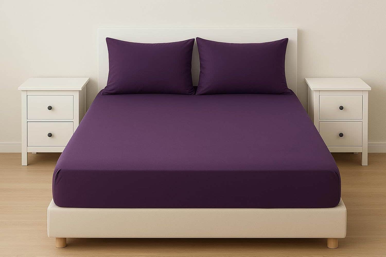 Luxury 100% Cotton Fitted Sheet Set, Mauve, 140cm, 30cm Deep Pocket, 3 Pieces
