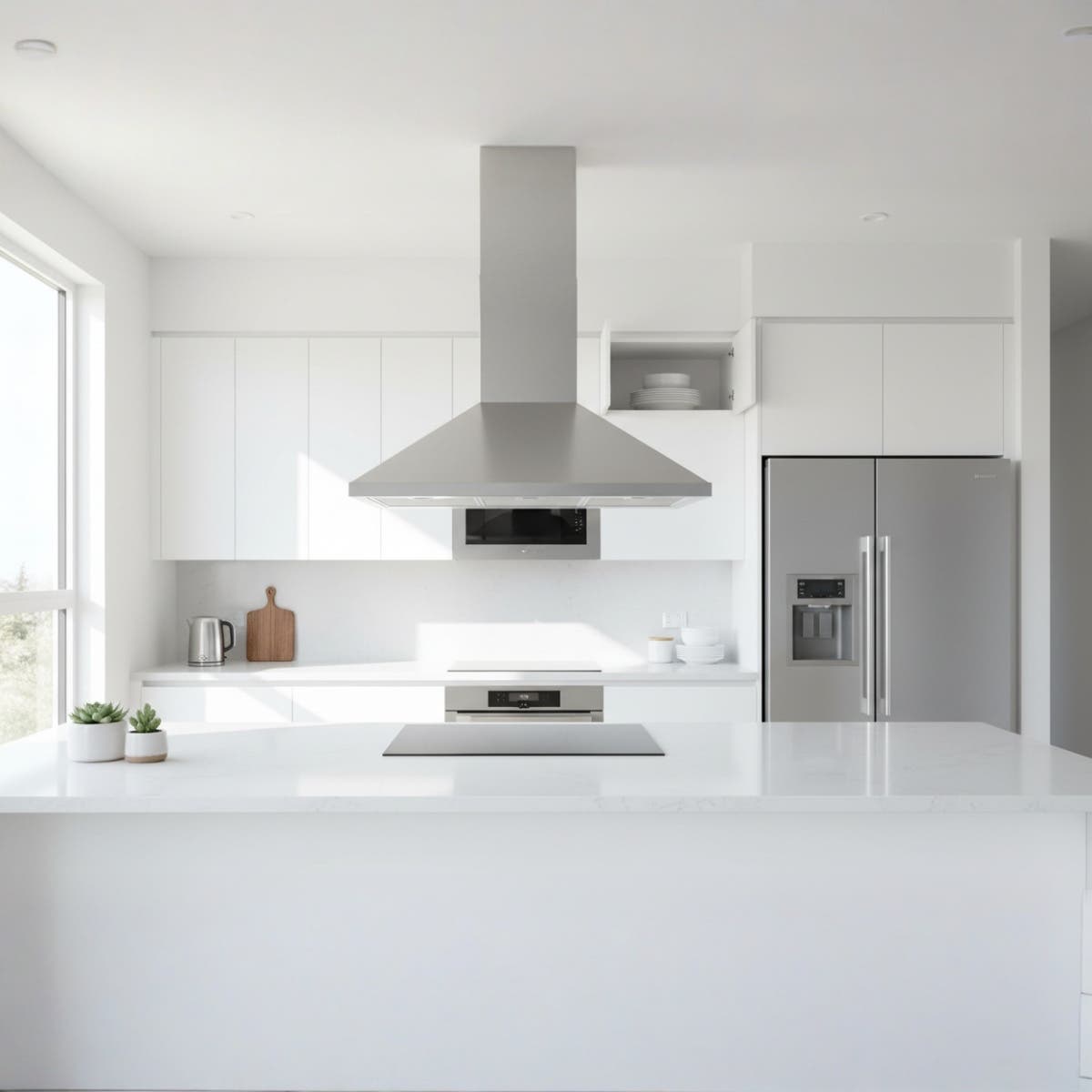 Black & White 35-Inch Silver Wall Mount Range Hood - Extractor Hood
