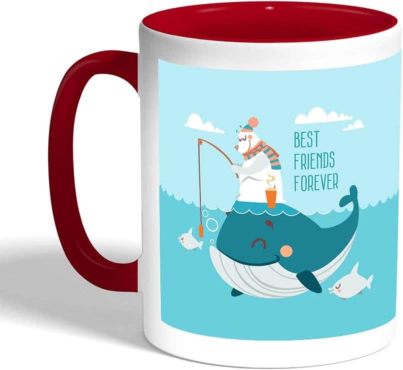 Decalac Printed Red Ceramic Coffee Mug - Best Friends Forever