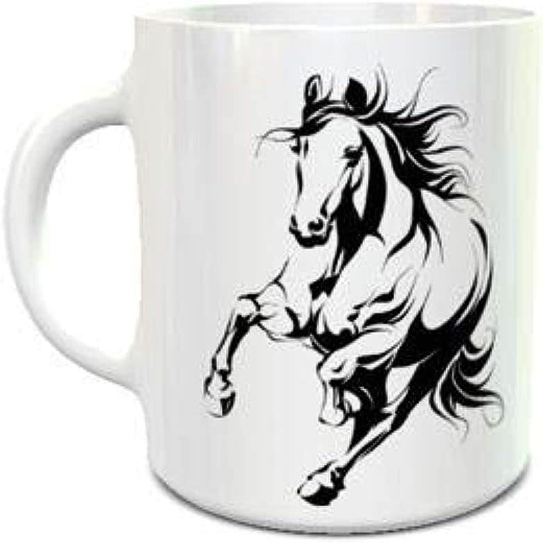 White Ceramic Horse Silhouette Coffee Mug - Microwave Safe