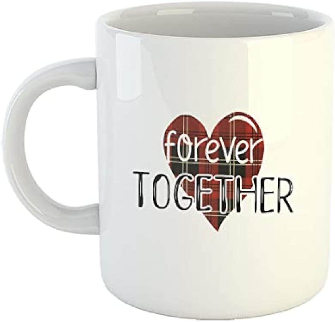 Happu Valentine's Day Ceramic Coffee Mug, Forever Together, 325ml, White
