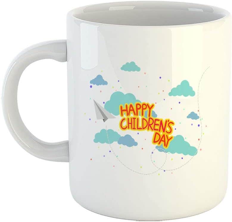 Happu Childrens Day Printed Ceramic Coffee Mug - White, 325 ML