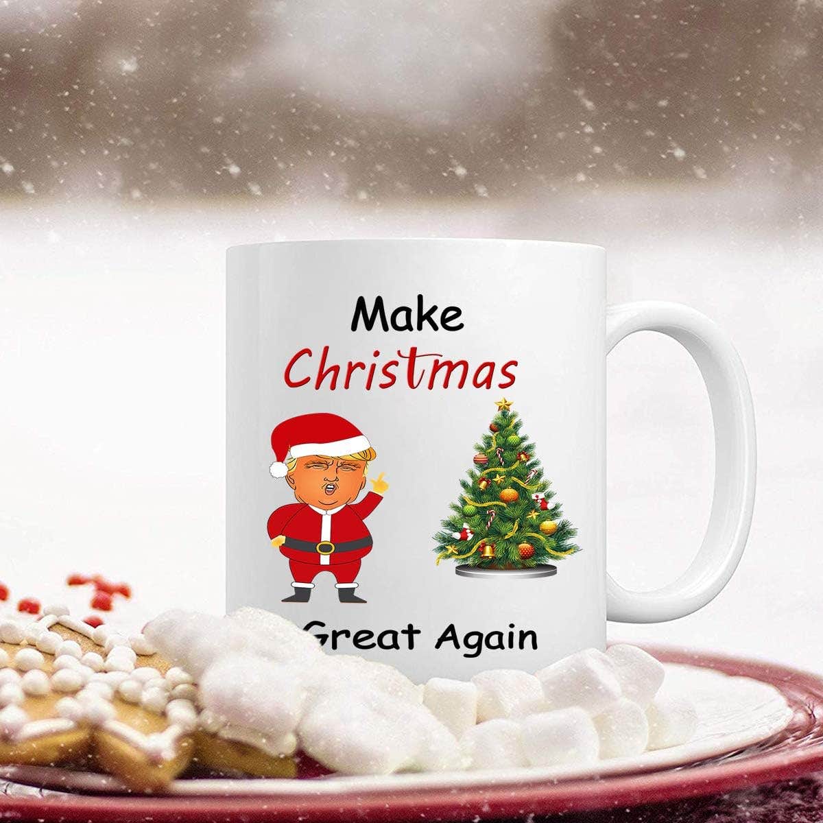 President Trump Santa Christmas Coffee Mug - 11oz Ceramic Xmas Tree Gift