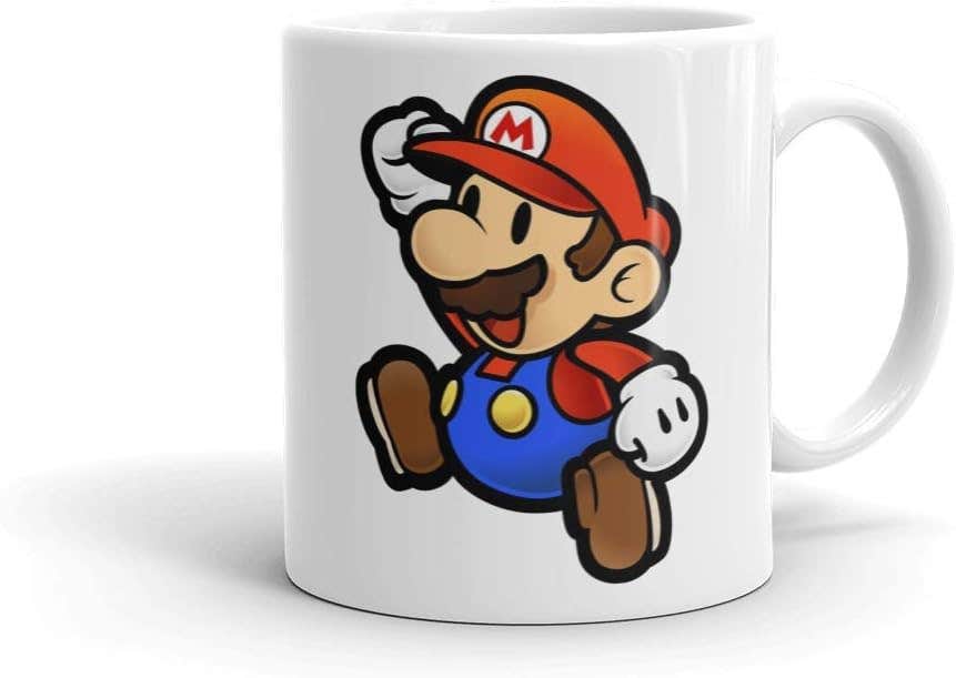 Mario White Ceramic Mug - Microwave Safe - Classic Design