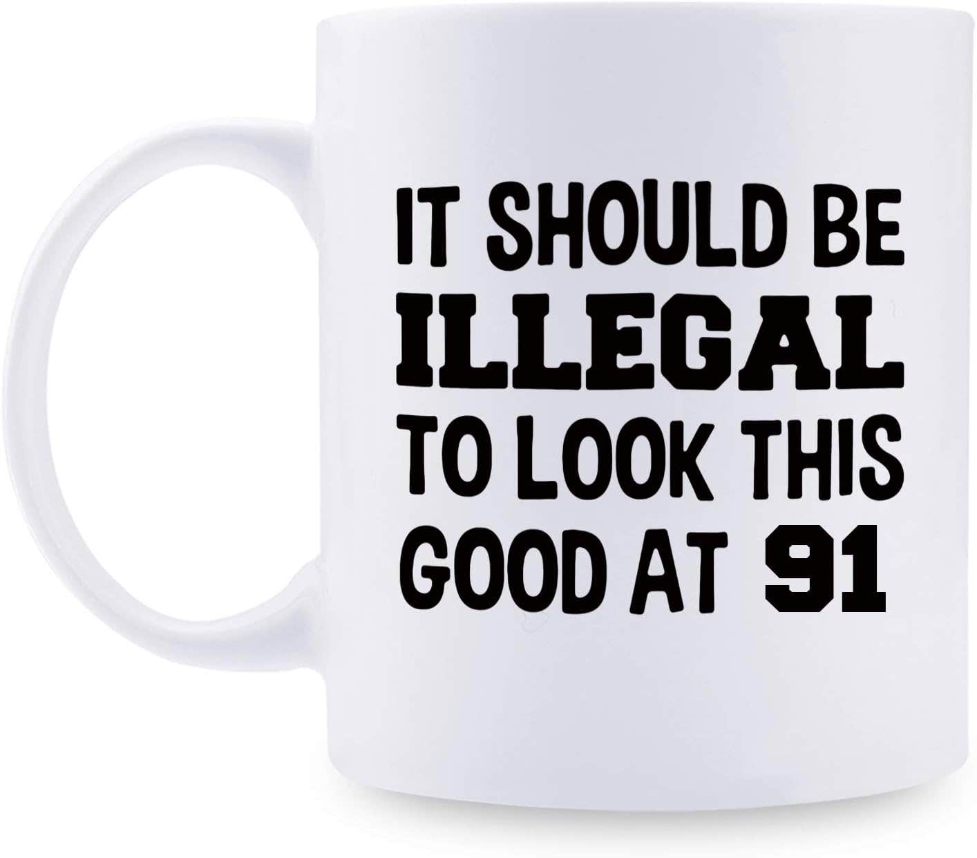 91st Birthday Gifts for Men - White Ceramic Coffee Mug - 11oz - Shefine